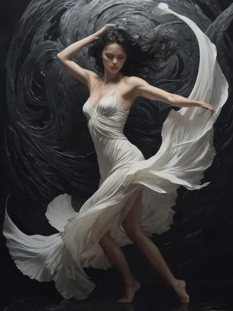 (Soft Lighting Photography by Mimoza Veliu and Mario Giacomelli:1.2), NSFW, romanticism art by Jean-Leon Gerome and Conrad Roset, Painting, singularity black rivers ripple their banks in the depth-spanning evocative form of this pullarist and whimsical creation: one with an intelligent figure who radiatest passion and intelligence. She wearstrupted into her impressionist physique to decipher what she wants out. She moves confidently across all shapes and sizes crafted from high fiber, carrying through a swirly energy network in which they are filled with complex parts. It is both terrifying for viewers and captivating melancholic. , luxurious sharp focus, intense, dynamic cinematic color, intricate detail, best, located artistic, Fashion and art,elegant and sophisticated, innovative use of light and shadow, capturing the glamour of mid-20th century fashion, Art Nouveau, decorative, allegorical, symbolic
Faced with this sudden attack, the female killer showed amazing agility. Her body was like a feather, moving sideways to avoid the warrior's axe, her movements smooth and graceful. The skirt fluttered in the wind behind her, revealing her slender legs, which was stunning. Her eyes were cold and confident, as if she had mastered the entire battle at this moment. Every movement reveals her dexterity and intelligence, making people admire her ability.
