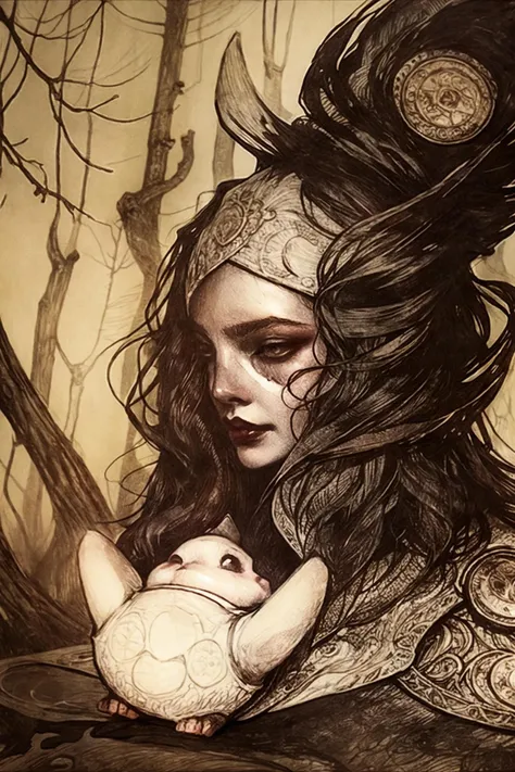 dark fantasy art, by artist Audrey Benjaminsen <lora:Audrey_Benjaminsen_ArtStyle:0.95>