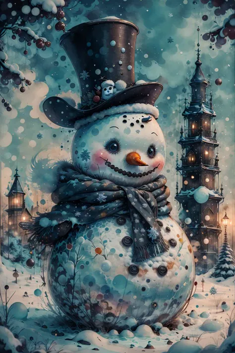 <lora:WC-witches-cats-potions-style-darquelilly-v1:1> wcpstyle, snowman