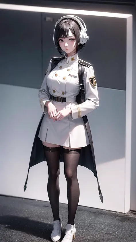 best quality ,masterpiece, illustration, an extremely delicate and beautiful, extremely detailed ,finely detail, masterpiece,best quality,official art, ultra-detailed, highres, extremely detailed,beautiful detailed girl, extremely detailed eyes and face, beautiful detailed eyes,light on face, 1girl,(uniform),black stockings,( full body:1.1),(Space helmet),holiday beach background,  (pureerosface_v1:0.5) ,(ulzzang-6500:0.5),