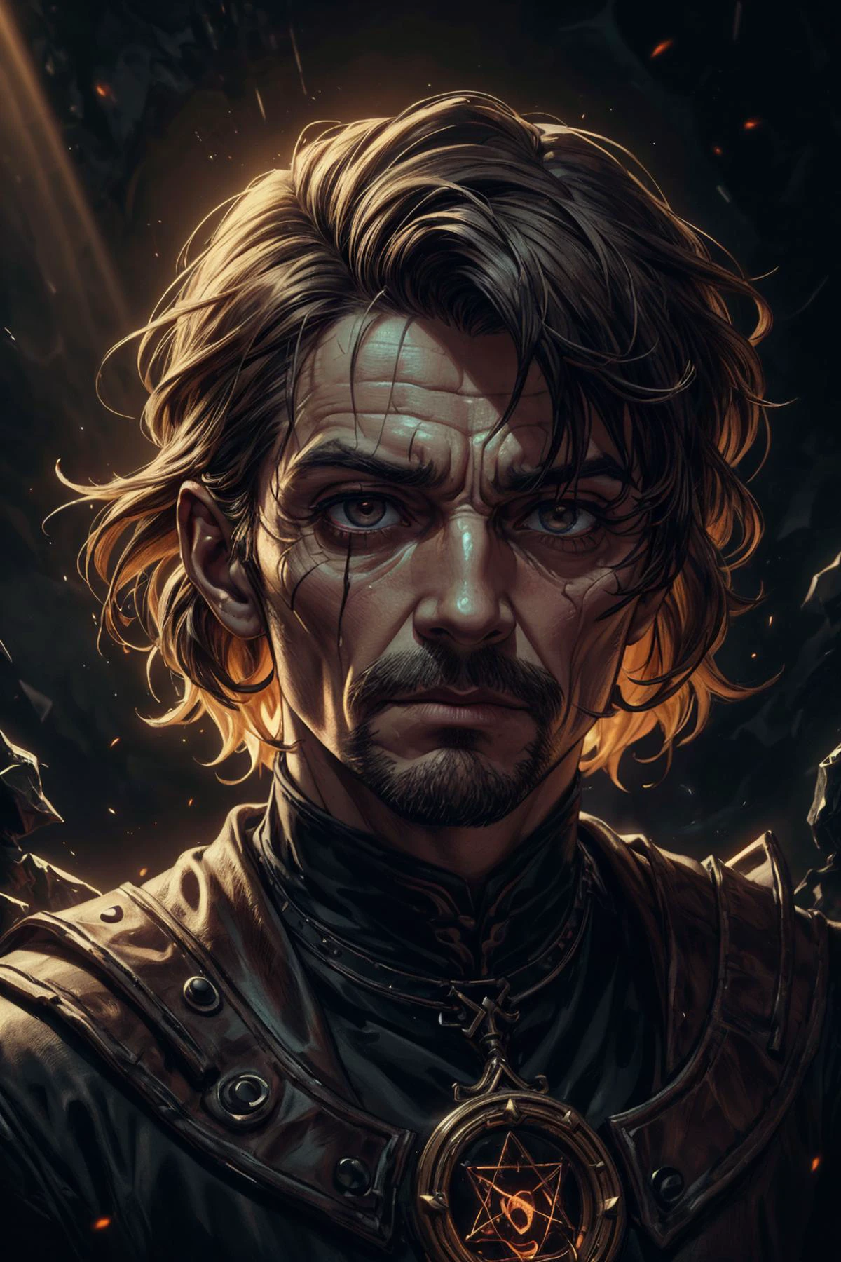 (masterpiece, best quality, highres, high resolution:1.2), (outlines:1.1), extremely detailed, intricate details, (dark theme:1.2), art, stylized, deep shadow, (cinematic lighting, bloom, volumetric), <lora:tangbohu-detailer_1.0:0.7>, <lora:smol02:0.3>,
(1man, wrinkled face, old italian male:1.2), brown eyes, graying hair, fade,
<lora:GoodHands-beta2:0.8>,
portrait, looking at viewer, solo, half shot, detailed background, detailed face, (<lora:InfraBlackholeTech:0.6>, inblackholetech theme:1.1) medieval alchemist, obsessed, ancient artifact, glowing pentagram, , glowing crystals, , , fumes, cluttered,schematic, glowing magical symbols, alchemy, alchemy laboratory in background, magical fantasy atmosphere, ominous ambience, metaphysics, sunlight ,