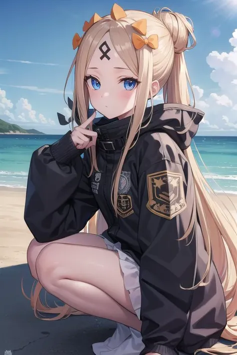 abigailwilliams, <lora:abigailwilliams-lora-nochekaiser:1>,
abigail williams, blonde hair, blue eyes, forehead, long hair, parted bangs,
BREAK bandaid, bandaid on face, bandaid on forehead, belt, black bow, black jacket, crossed bandaids, hair bow, hair bun, high collar, jacket, long sleeves, multiple bows, official alternate costume, orange belt, orange bow, polka dot, polka dot bow, single hair bun, sleeves past fingers, sleeves past wrists,
BREAK looking at viewer, full body,
BREAK outdoors, space, stars,
BREAK <lyco:GoodHands-beta2:1>, (masterpiece:1.2), best quality, high resolution, unity 8k wallpaper, (illustration:0.8), (beautiful detailed eyes:1.6), extremely detailed face, perfect lighting, extremely detailed CG, (perfect hands, perfect anatomy),