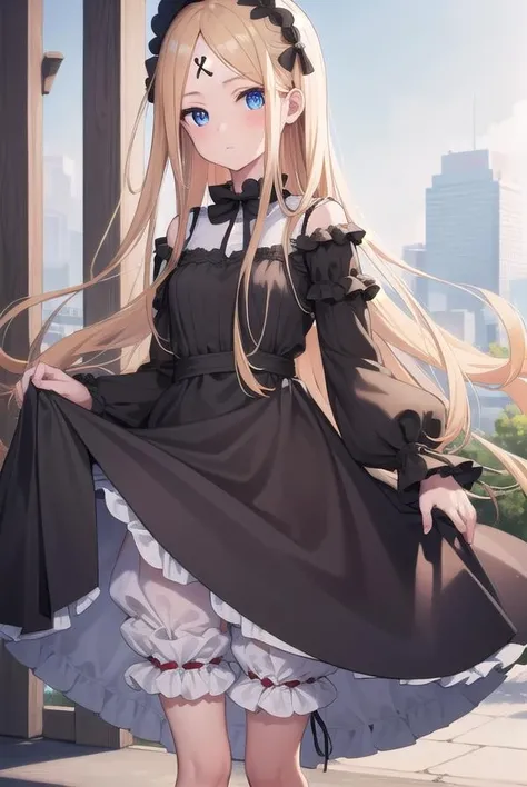 abigailwilliams, <lora:abigailwilliams-lora-nochekaiser:1>,
abigail williams, blonde hair, blue eyes, forehead, long hair, parted bangs,
BREAK black bow, black dress, bloomers, bow, dress, hair bow, long sleeves, multiple bows, orange bow, polka dot, polka dot bow, (ribbed dress:1.5), sleeves past fingers, sleeves past wrists, (white bloomers:1.5),
BREAK looking at viewer, full body,
BREAK outdoors, space, stars,
BREAK <lyco:GoodHands-beta2:1>, (masterpiece:1.2), best quality, high resolution, unity 8k wallpaper, (illustration:0.8), (beautiful detailed eyes:1.6), extremely detailed face, perfect lighting, extremely detailed CG, (perfect hands, perfect anatomy),