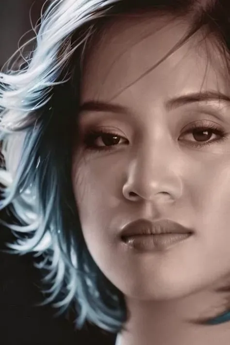 dressed, (photo realistic:1.4), (hyper realistic:1.4), (realistic:1.3),(color hair:1.8)(Stage performance,1.3 )
(smoother lighting:1.05), (increase cinematic lighting quality:0.9), 32K,
1girl,20yo girl, realistic lighting, backlighting, light on face, ray trace, (brightening light:1.2), (Increase quality:1.4),
(best quality real texture skin:1.4), finely detailed eyes, finely detailed face,
(tired and sleepy and joy), (laugh:0), face closeup, t-shirts,
(Increase body line mood:1.1), (Increase skin texture beauty:1.1)
 <lora:mei_20230613130659:0.8>