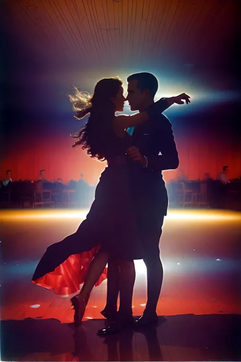 a woman and a man dancing in a nightclub by MidcenturyNightclub <lora:MidcenturyNightclub:1>