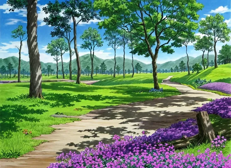 tree, moorland, sunny, violet earth, flat lands, violet earth, small patch of blossoms