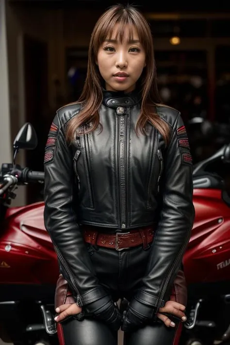 DEN_syunka_ayami,
((riding a motorcycle:1.2) wearing (motorbike leathers:1.2), (riding a motorbike:1.2), (driving a motorbike:1.2), (motorcycle:1.1), traffic, leather trousers, leather jacket, motorcycle boots, leather gloves:1.2),
bokeh, f1.4, 40mm, photorealistic, raw, 8k, textured skin, skin pores, intricate details <lora:epi_noiseoffset2:1>, epiCRealism