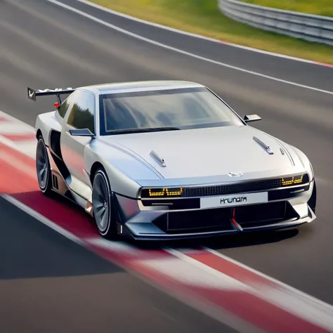 a photo of hyundai vision car in a highway, super speed, f1 <lora:hyundai_vision:1>