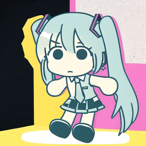 1girl, chibi, hatsune miku,