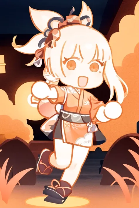 1girl, chibi, full body,
Yoimiya \(genshin impact\), blonde hair, 1girl, solo, japanese clothes, hair ornament, orange kimono, kimono, Japanese scenery in the background, dramatic pose, epic, stunningly attractive, cinematic lighting, vivid colors, looking at viewer, (happy:0.9), friendly, playful
<lora:Yoimiya_hardpruned:1>
<lora:bocchiEdStyleLora_bocchiEdStyle:1>