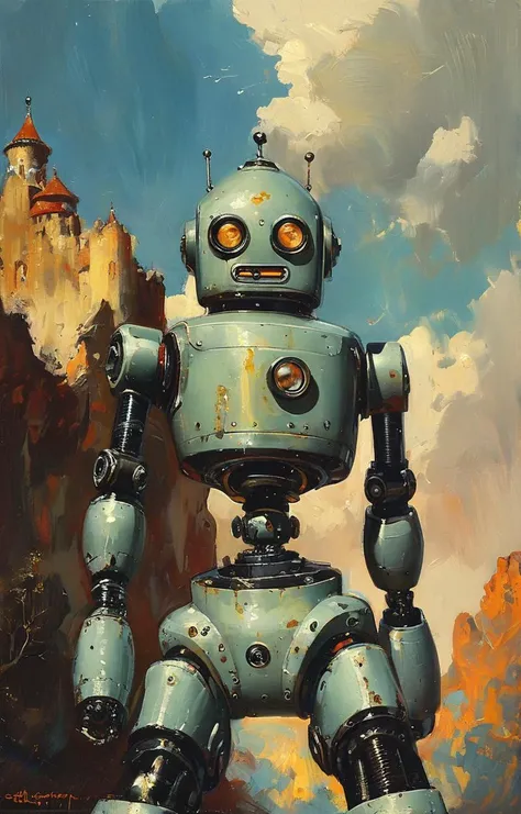 masterpiece,best quality,<lora:tbh149-sdxl:0.9>,style of Gil Elvgren, portrait of robot