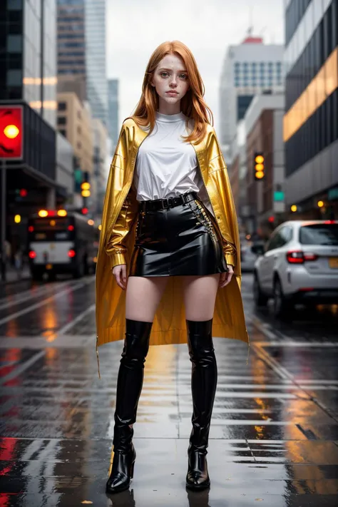 HaleyH, PA7_Photo, Street photography, Gorgeous, early twenty, woman, Long hair, Straight hair, Red hair, Brown eyes, Parted lips, Yellow lips, Bored, Medium breasts, Wrap, Slacks, Top light, Thunderstorms, Golden hour, Rainy, Abstract background, Sony A7R IV, 135mm prime lens, Zoom shot, BREAK PA7_Portrait-FL, Silhouette shot, Kodak Portra 160, Film grain, (((PA7_Human-Likeness)))
<lora:add_detail:0.5>