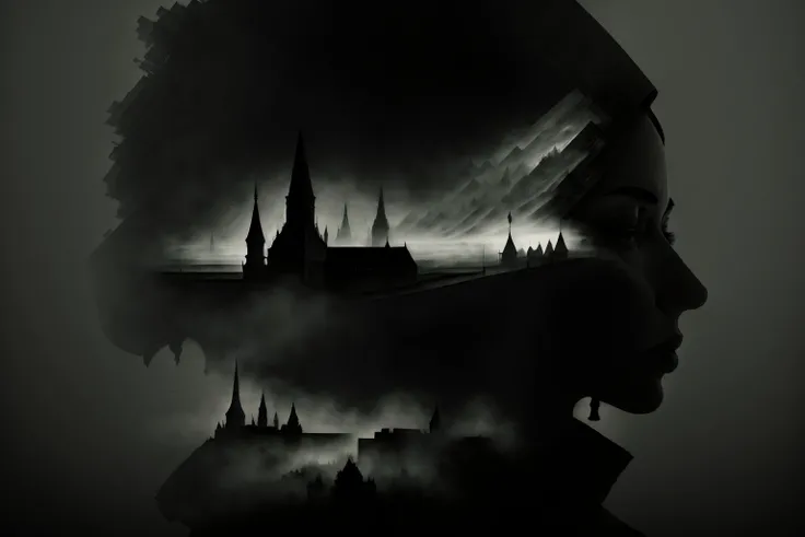 random00d,  landscape of a Overwhelmed Maastricht  and Apartment, Foggy conditions, Simple illustration, Evil, Modern European Ink Painting, absurdres, photolab, <lora:random00d-000010:1>