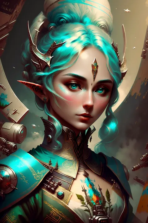 random00d, painting (medium) , teal, zoom layer, science fiction alternate history, elf, <lora:random00d_v2-000010:1>