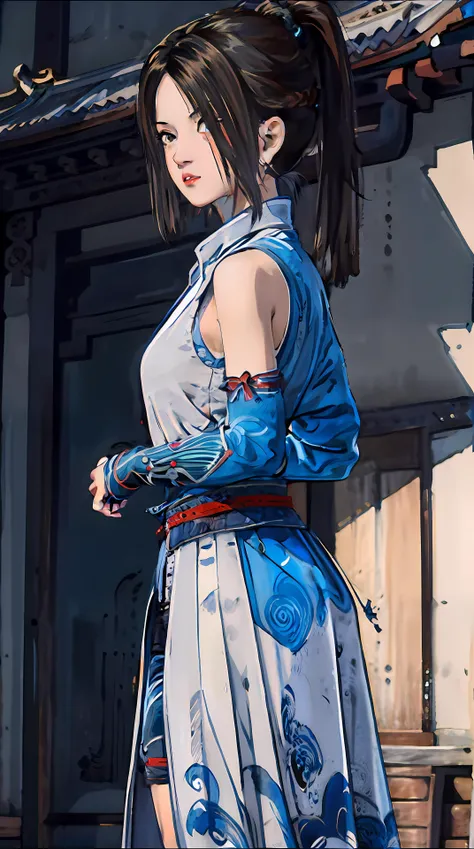 masterpiece,best quality,1girl, long hair, ponytail, chinese clothes, <lora:jiruxue:0.8>, cowboy shot, dynamic pose, dynamic angle, from front