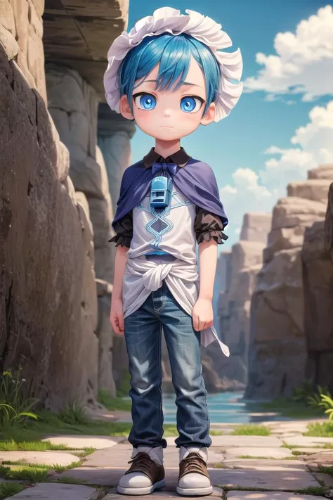 (1 boy:1.6),(male face details:1.4),more details in eyes,cute,looking at viewer, adorabel boy,cute face,details sky,handsome,young,juvenile,((masterpiece:1.4,best quality)),multiple details, eyeshadow,sfw, full shot, full body, standing, (small body:1.4)
<lora:more_details:0.5>, cave, <lora:Maruruk_Made_in_Abyss:0.8>, Maruruk
