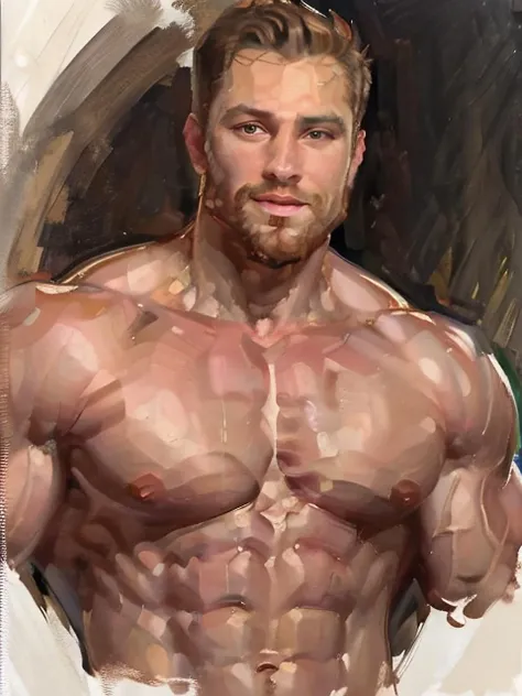 (oilsketch) of (one male), (looking at viewer), (upper body:1.5),
Very detailed manly face, heroic, detailed realistic open silver eyes, (muscular:1.5), (big muscles), (massive pecs), (hairy pecs), narrow waist and hips, (mahogany hair), (slight smile), (shirtless) (topless male).
<lora:oilsketch:1>