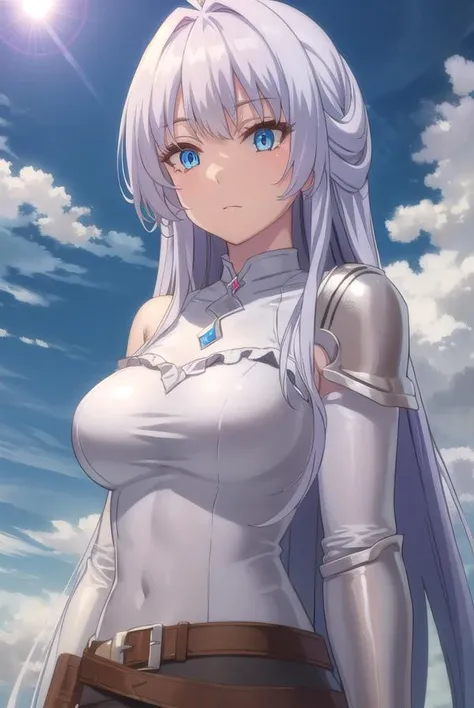 kurehacrylet, <lora:kureha crylet s1-lora-nochekaiser:1>,
kureha crylet, long hair, bangs, blue eyes, very long hair, ahoge, white hair,
BREAK skirt, belt, armor, gauntlets,
BREAK outdoors, forest, nature, grass, trees, sun, sky, clouds,
BREAK looking at viewer, (cowboy shot:1.5),
BREAK <lyco:GoodHands-beta2:1>, (masterpiece:1.2), best quality, high resolution, unity 8k wallpaper, (illustration:0.8), (beautiful detailed eyes:1.6), extremely detailed face, perfect lighting, extremely detailed CG, (perfect hands, perfect anatomy),