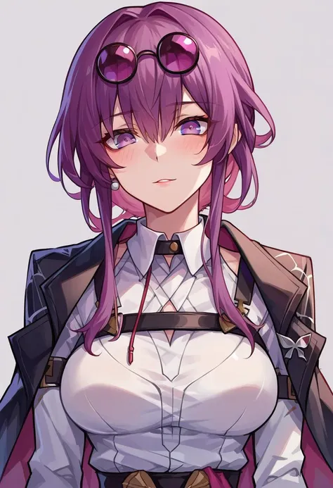 score_9, score_8_up, score_7_up, score_6_up,
BREAK
source_anime, source_explicit,
BREAK
1girl, solo,
<lora:kafuka-pony-Tanger:0.7>, kafuka, purple hair, eyewear on head, purple eyes, 
looking at viewer,