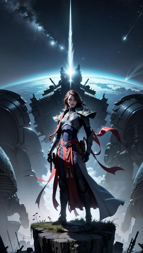 aeldari,Biel-Tan warlock wearing armor and robes, standing on alien world, battlefield horrors, magic detonating in the sky <lora:aeldari:0.8>
