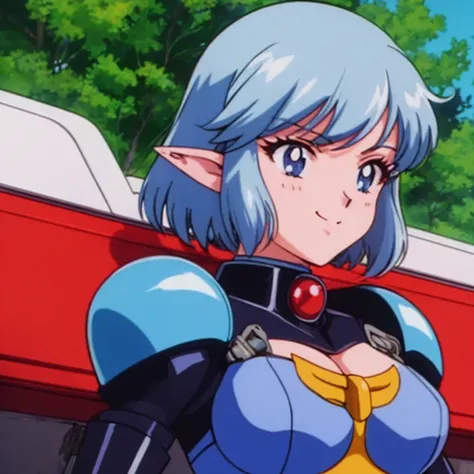 (mecha musume, mechanical parts), solo mature 1girl, upper body, short hair, tomboy, seductive smile, full armor, robot_joints, pointy_ears,
<lyco:EPTakeuchiNaokoStyle-03:0.6> , EPTakeuchiNaokoStyle, 1990s \(style\), anime screencap, retro artstyle, anime coloring, traditional media,