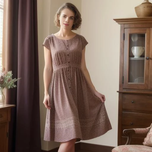Tea-Length Dress: Falls between the knee and ankle, often exuding a vintage and timeless charm., ornate background