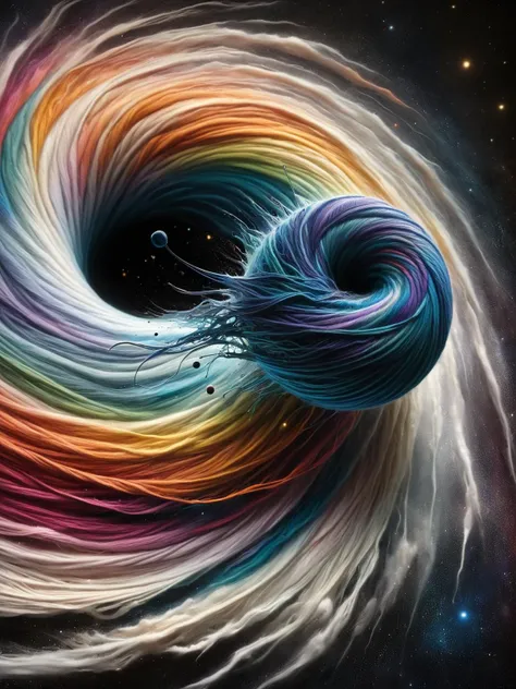 A monstrous, rainbow-colored ball of yarn, bigger than a small planet, unraveling at an alarming rate as it gets closer to the ral-blackhole, leaving a trail of confusion and frustrated knitting needles in its wake.<lora:ral-blackhole-sdxl:1><lora:EnvyBetterHiresFixXL01:0:hr=1>