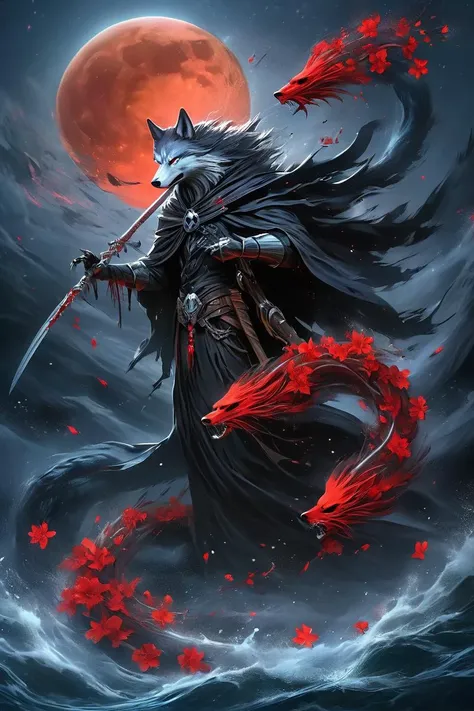 concept art (dc wilderness wolf:1.2),wild power,villain,Horror-themed Reaper from Overwatch strikes a dramatic pose in a moonlit water landscape adorned with vibrant red flowers,creating a scene that seamlessly balances elegance and mystery. The exaggerated,a huge white snake interacts around him,dynamic posture of Reaper adds a touch of theatricality to the composition. The moonlight reflects off the water's surface,casting a serene glow on the surroundings. The intricate architectural elements in the backdrop contribute to the overall aesthetic,combining elements of fantasy and reality. The vivid red flowers add a contrasting and haunting beauty to the scene,enhancing the visual impact of the character's presence. This artwork aims for a balance between the ethereal and the ominous,emphasizing Reaper's enigmatic persona in the moonlit setting.,
bleach,masterpiece,best quality,8k,HDR,. Eerie,unsettling,dark,spooky,suspenseful,grim,highly detailed,<lora:é»æ´ral-blackhole-sdxl:0.6>, ral-blackhole,a mysterious vortex, . digital artwork, illustrative, painterly, matte painting, highly detailed