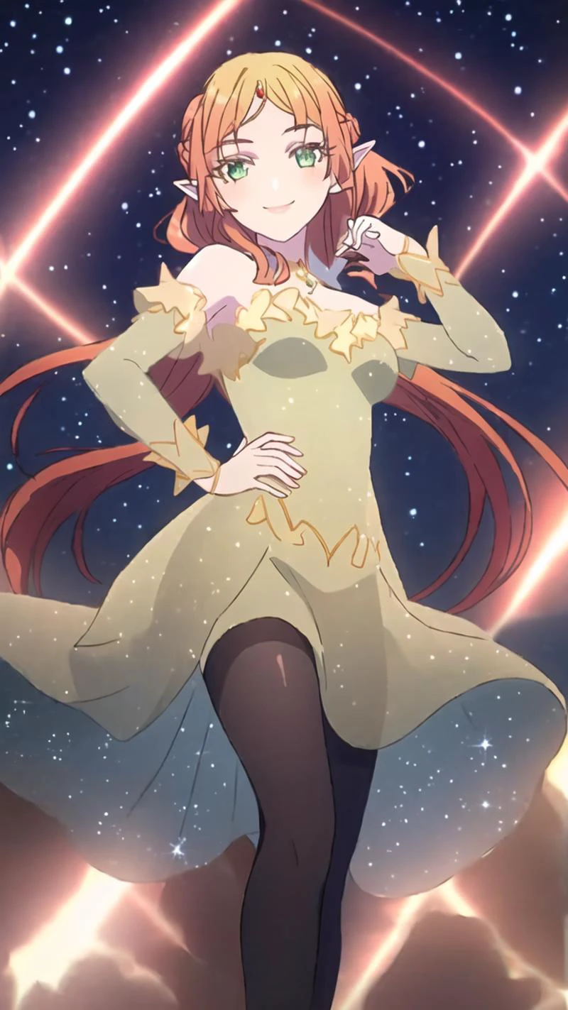 <lora:sui-000008 (2):0.8>,((masterpiece,best quality, detailed)),ultra-detailed,detailed hair,deep shadows,hard rim lighting,((dramatic lighting)),sharp focus,cowboy shot,(1girl:1.2),solo,( long hair:1.3),(floating hair:1.2),(seductive smile:1.1),medium breasts,pointy ears,forehead jewel,looking at viewer,(sea:1.3),(starry sky:1.3),(sui\(xiannv\):1.4),shooting star,black legwear,