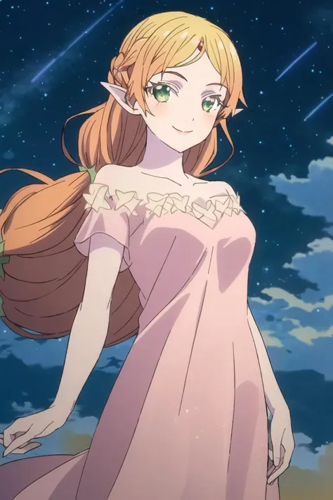 <lora:sui-000008 (2):0.8>,((masterpiece,best quality, detailed)), ultra-detailed, detailed hair, deep shadows, hard rim lighting,((dramatic lighting)),sharp focus, cowboy shot, (1girl:1.2), solo,( long hair:1.3), (floating hair:1.2), (seductive smile:1.1),medium breasts,pointy ears, forehead jewel, standing, looking at viewer, (sea:1.3),(starry sky:1.3) , (nightgown:1.4) ,shooting star,