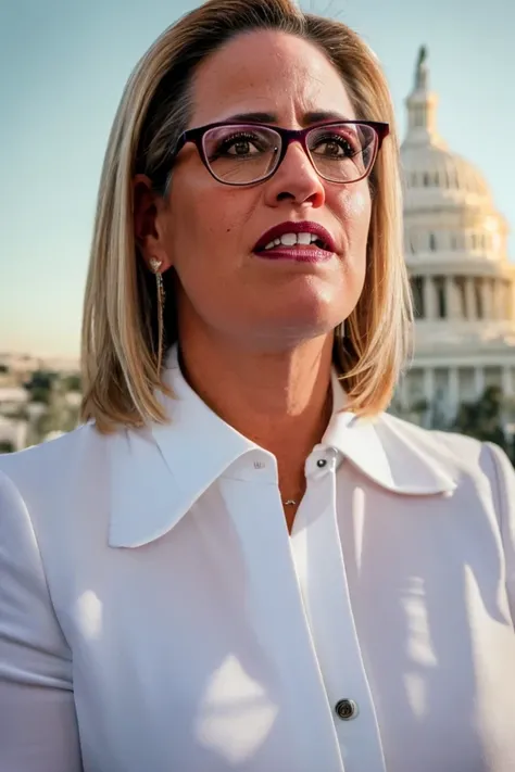 kyrsten sinema <lora:politician_005_kyrsten_sinema:0.65> face closeup, face focus, shirt, formal, suit, collared shirt, white shirt, jacket,
capitol hill at background,
best quality, masterpiece, HDR, professional, studio quality, highres,