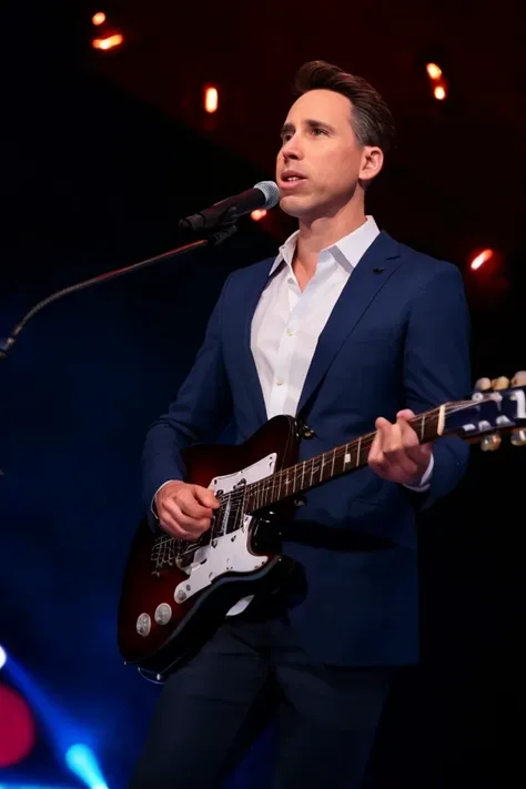 josh hawley <lora:senate_049_josh_hawley:0.65> , face closeup, face focus, shirt, formal, suit, collared shirt, white shirt, jacket,
Senate Rockstar: Dressed in leather pants, a rock band t-shirt, and sunglasses, holding an electric guitar on a stage with flashing lights and a cheering crowd in the background,
best quality, masterpiece, HDR, professional, studio quality, highres,