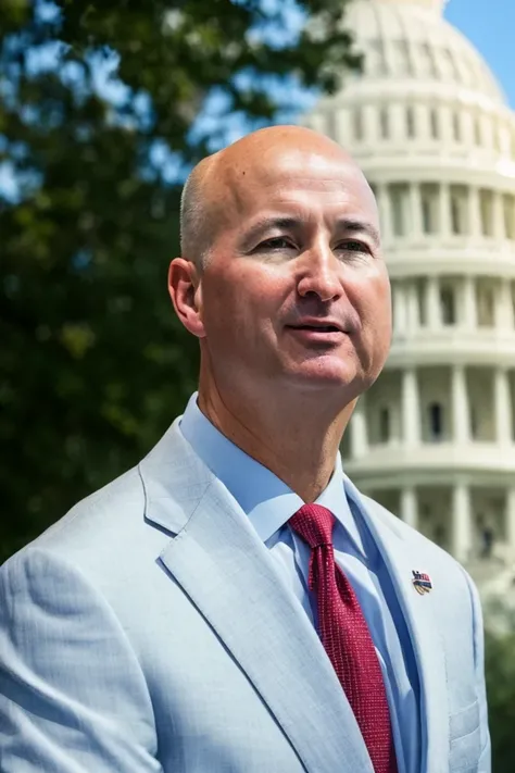pete ricketts <lora:senate_054_pete_ricketts:0.65> , face closeup, face focus, shirt, formal, suit, collared shirt, white shirt, jacket,
capitol hill at background,
best quality, masterpiece, HDR, professional, studio quality, highres,