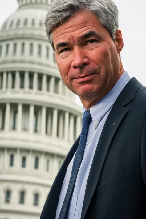 sheldon whitehouse <lora:senate_078_sheldon_whitehouse:0.65> , face closeup, face focus, shirt, formal, suit, collared shirt, white shirt, jacket,
capitol hill at background,
best quality, masterpiece, HDR, professional, studio quality, highres,