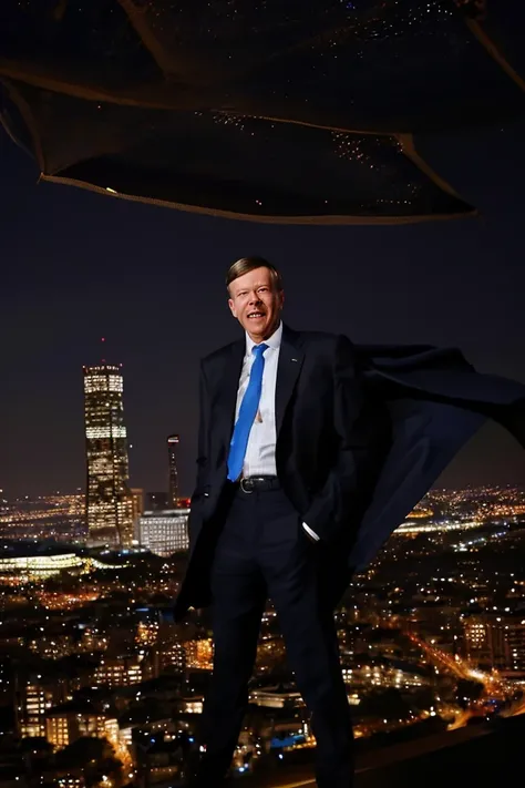 john hickenlooper <lora:senate_012_john_hickenlooper:0.65> , face closeup, face focus, shirt, formal, suit, collared shirt, white shirt, jacket,
Wearing a superhero costume with a giant "S" on the chest, flying above a city skyline with a cape flowing behind them,
best quality, masterpiece, HDR, professional, studio quality, highres,