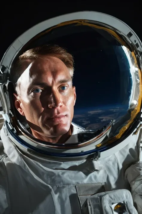 james lankford <lora:senate_071_james_lankford:0.65> , face closeup, face focus, shirt, formal, suit, collared shirt, white shirt, jacket,
Wearing a classic astronaut suit, floating in space with Earth visible in the background,
best quality, masterpiece, HDR, professional, studio quality, highres,