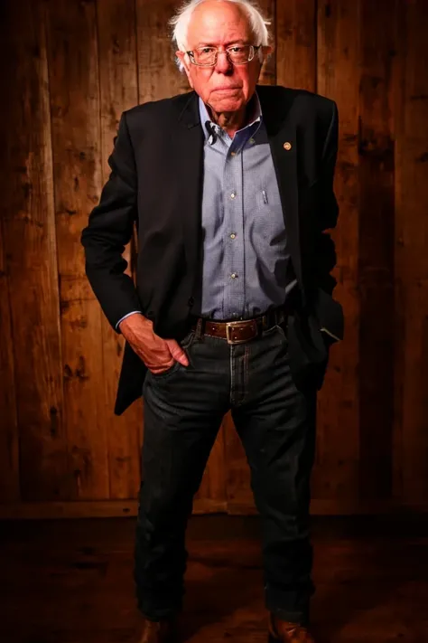bernie sanders <lora:senate_089_bernie_sanders:0.65> , face closeup, face focus, shirt, formal, suit, collared shirt, white shirt, jacket,
Dressed in cowboy attire with a ten-gallon hat and cowboy boots, standing in front of a Western saloon, lasso or branding iron,
best quality, masterpiece, HDR, professional, studio quality, highres,