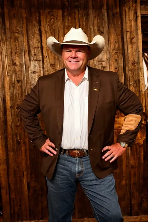 jon tester <lora:senate_051_jon_tester:0.65> , face closeup, face focus, shirt, formal, suit, collared shirt, white shirt, jacket,
Dressed in cowboy attire with a ten-gallon hat and cowboy boots, standing in front of a Western saloon, lasso or branding iron,
best quality, masterpiece, HDR, professional, studio quality, highres,