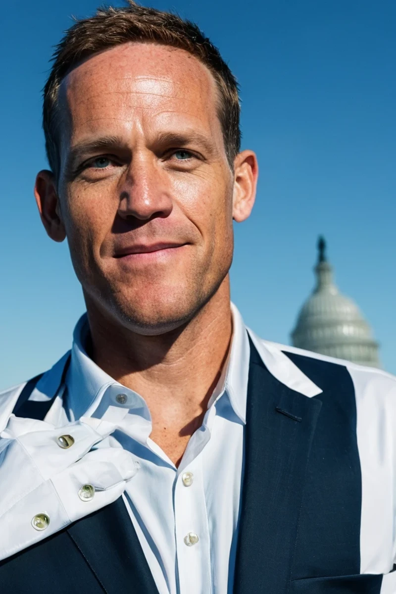 ted budd <lora:senate_066_ted_budd:0.65> , face closeup, face focus, shirt, formal, suit, collared shirt, white shirt, jacket,
capitol hill at background,
best quality, masterpiece, HDR, professional, studio quality, highres,