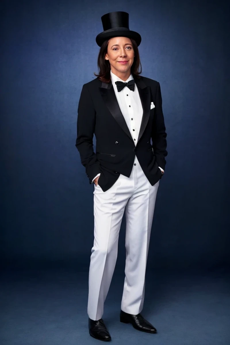 maria cantwell <lora:senate_094_maria_cantwell:0.65> , face closeup, face focus, shirt, formal, suit, collared shirt, white shirt, jacket,
Dressed in a magician's outfit with a top hat, standing in front of a stage, rabbit out of a hat,
best quality, masterpiece, HDR, professional, studio quality, highres,