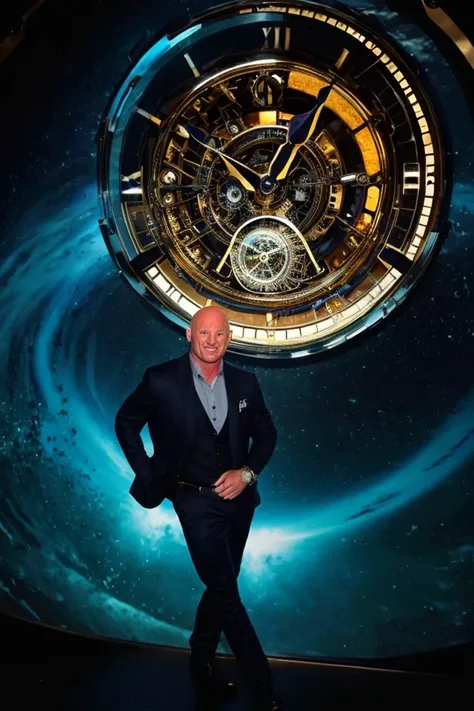 mark kelly <lora:senate_006_mark_kelly:0.65> , face closeup, face focus, shirt, formal, suit, collared shirt, white shirt, jacket,
Dressed in a steampunk outfit,large clock or time machine device, set against a backdrop of a swirling vortex,
best quality, masterpiece, HDR, professional, studio quality, highres,