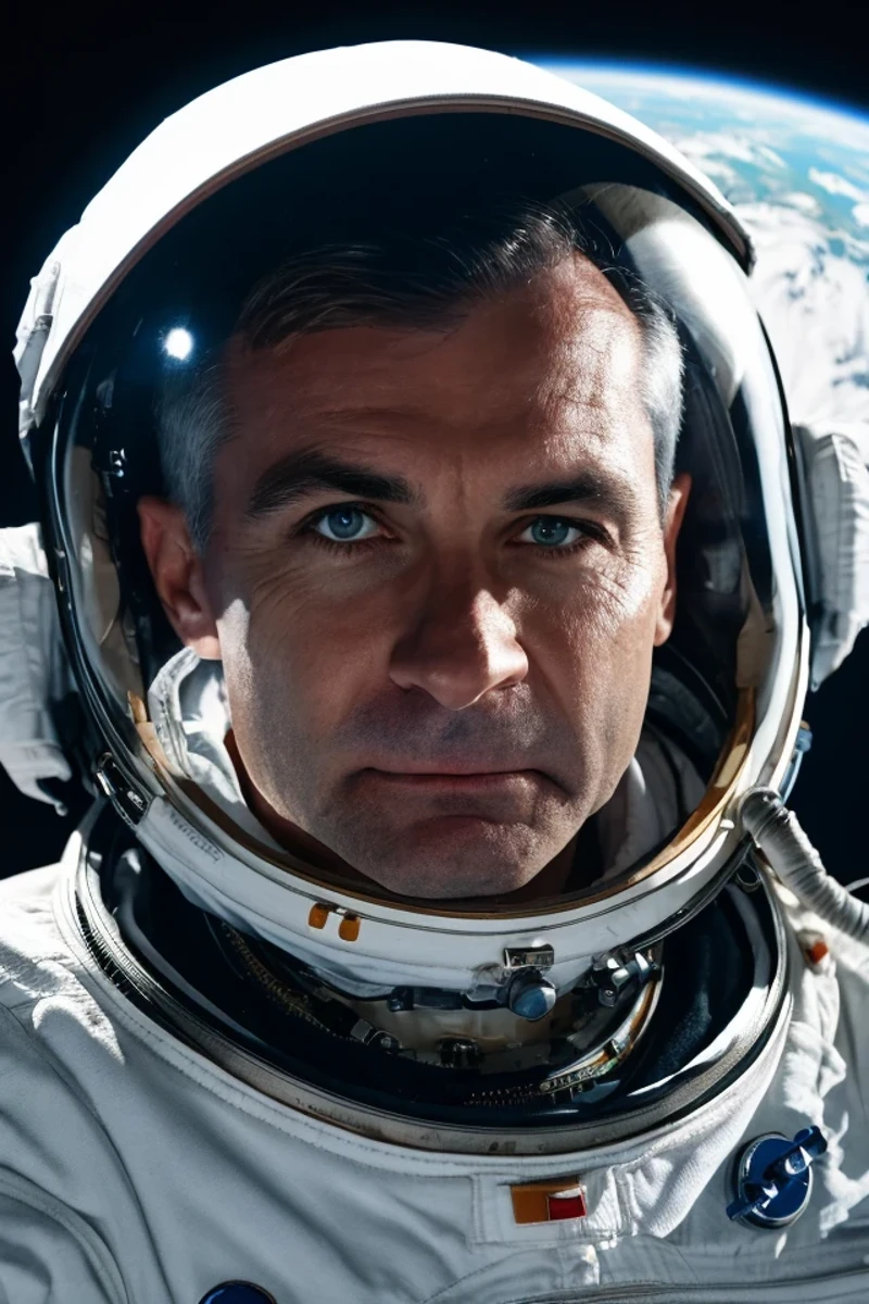 jack reed <lora:senate_077_jack_reed:0.65> , face closeup, face focus, shirt, formal, suit, collared shirt, white shirt, jacket,
Wearing a classic astronaut suit, floating in space with Earth visible in the background,
best quality, masterpiece, HDR, professional, studio quality, highres,