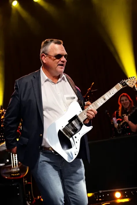 jon tester <lora:senate_051_jon_tester:0.65> , face closeup, face focus, shirt, formal, suit, collared shirt, white shirt, jacket,
Senate Rockstar: Dressed in leather pants, a rock band t-shirt, and sunglasses, holding an electric guitar on a stage with flashing lights and a cheering crowd in the background,
best quality, masterpiece, HDR, professional, studio quality, highres,