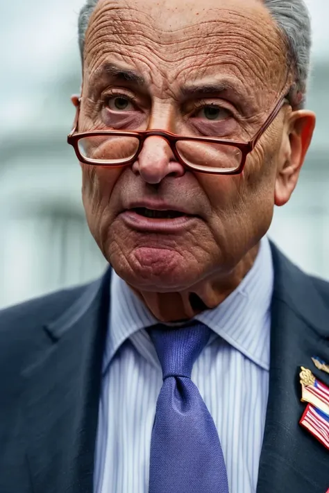 chuck schumer <lora:senate_063_chuck_schumer:0.65> , face closeup, face focus, shirt, formal, suit, collared shirt, white shirt, jacket,
capitol hill at background,
best quality, masterpiece, HDR, professional, studio quality, highres,