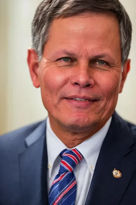 steve daines <lora:senate_052_steve_daines:0.65> , face closeup, face focus, shirt, formal, suit, collared shirt, white shirt, jacket,
American flag at background ,
best quality, masterpiece, HDR, professional, studio quality, highres,