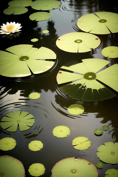 several lily pads without frogs