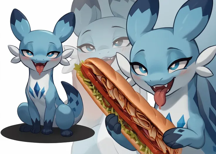 score_9, score_8_up, score_7_up, score_6_up, score_5_up, score_4_up, feral chillet licking a sandwich, tongue, freshcock, eatfresh, blue body, full body, show accurate, cute, dark blue diamond chest markings, shaky, bedroom eyes, zoom layer, balanced<lora:chillet-v3e10:1>,<lora:EatfreshPDXL:1>