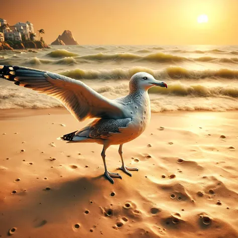 masterpiece, best quality, ais-lunar<lora:Lunar_Surface_SDXL:1>, oasis, seagull,tide