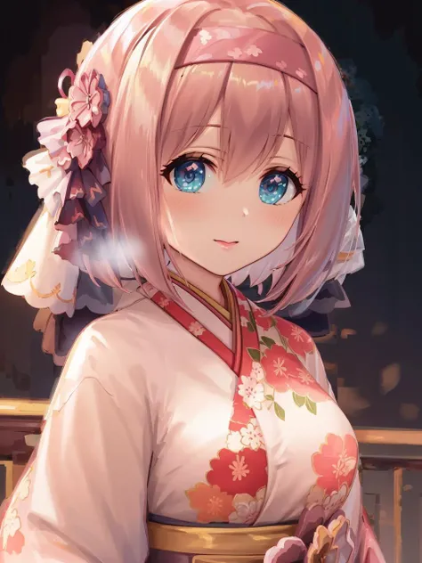 ((((ultra illustrated style:1.0)))),best quality,best animated,masterpiece,ray tracing, global illumination,yui spring,1girl, solo, looking at viewer,pink hair,upper body, <lora:yui spring:0.8>