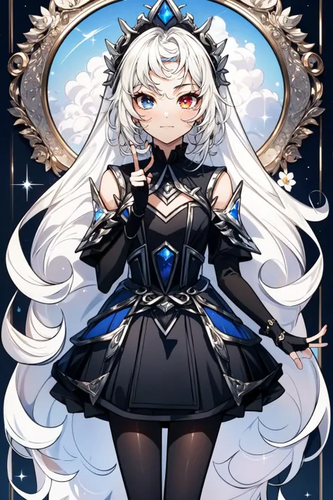 (masterpiece, best quality),  intricate details,
1girl,    <lora:EDG_Zoe:0.8> edg zoe, 1girl, heterochromia, short dress, black dress, pantyhose, very long hair, fingerless gloves, 
 <lora:Neon_Dreams:0.8>